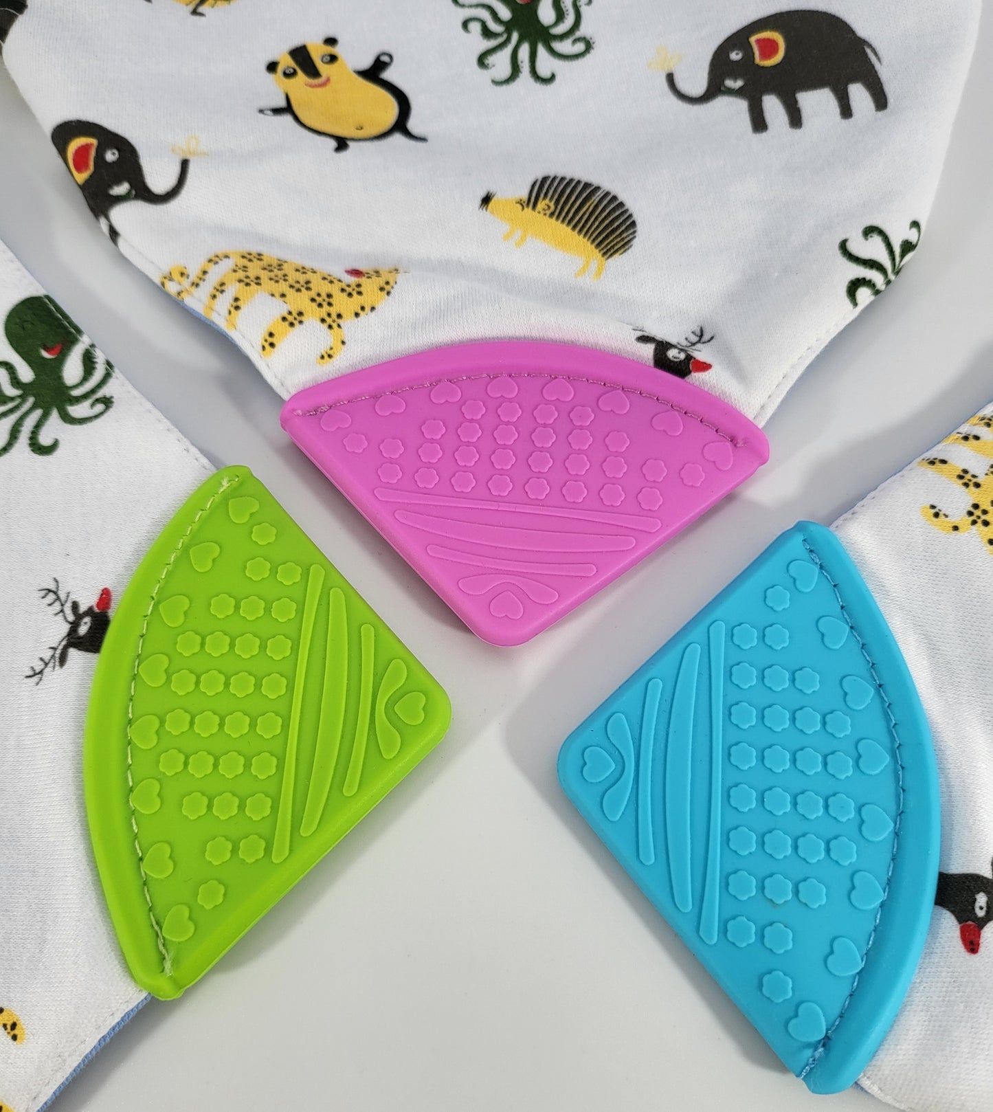 Baby Teething Bibs, Drool Bandana Bib, Silicone Teether, Set Of 2 Bibs